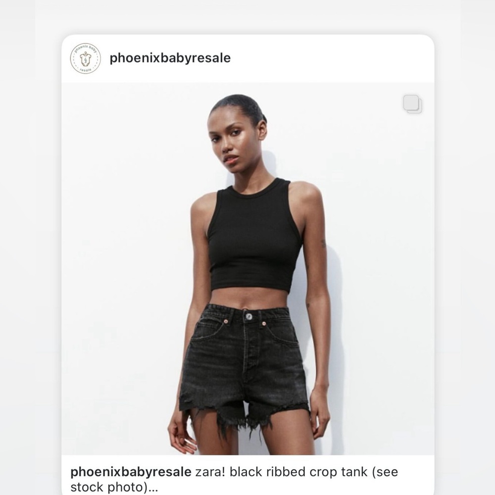 Zara Crop Top‎ Sleeveless Cropped Ribbed Tank Top Black Small Brandy Melville